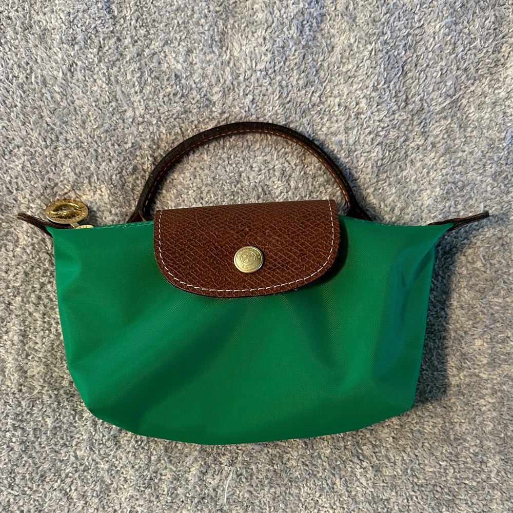 Longchamp Green Mini Bag with Brown Accents